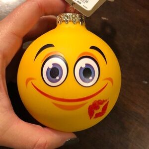Christmas kiss emoji ornament